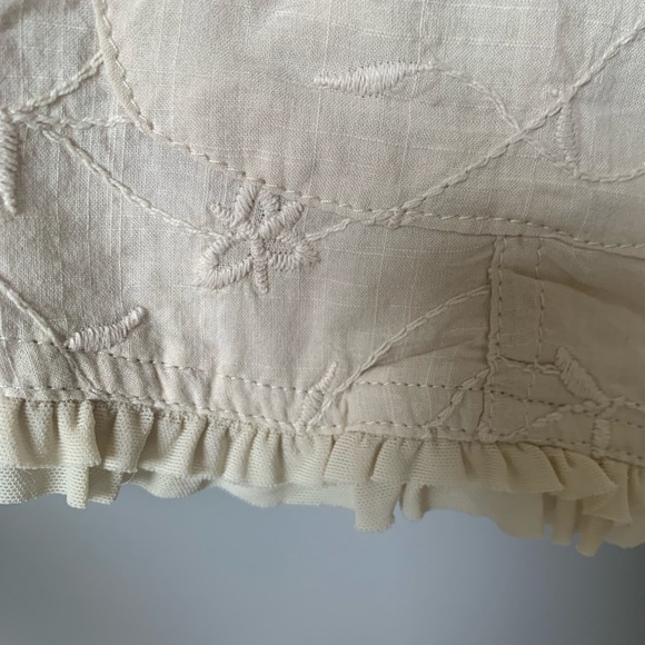 Point Zero Ruffle Embroidered Floral Button Cream Blazer coat with Pockets - Picture 2 of 7